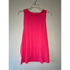Athleta women’s hot pink tank top side slit crewneck size Medium #8-1531